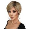 Peluca Transfronteriza para Mujeres de Mediana Edad y Mayores con Cabello Corto, Peluca Completa para Madres, Fleco Oblicuo Beige, Fibra Química Cabello Americano Frosted