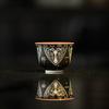 Taza de té Moji con esmalte interior negro, rojo, dorado y plateado, juego de té Kung Fu, taza de té de cerámica para el hogar, taza individual, decoración con patrón de bronce