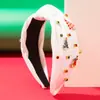 Diadema He Ming Estilo Nuevo Europeo y Americano Color Sólido Pedrería Campana Árbol de Navidad Accesorios de Aleación Borde Ancho Nudo Diadema Navideña