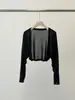 Cardigan de Tricô de Seda de Gelo Estilo Francês Cintura Alta Proteção Solar Feminino Shawl Fino de Verão com Saia de Alças Top Externo Blusa