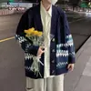 Suéter Americano Outono e Inverno 2024 Masculino Retrô Ins Moda High Street Marca Estilo Japonês Casual Suéter Cardigan Jaqueta de Alta Qualidade