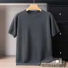 Outono/Inverno 2026 100% Caxemira Pura Gola Redonda Tricô Manga Curta Masculino Cor Sólida Suave Quente Suéter de Caxemira Top