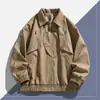 Chaqueta de Cuero con Cuello Solapa para Hombre, Estilo Americano de Primavera y Otoño, Moderna, Versátil, con Cremallera, Chaqueta de Piel PU
