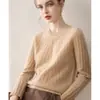 Suéter Novo de Cashmere 100% para Mulheres Outono e Inverno, Gola Redonda, Espessado, Solto, Suéter Quente, Tricô Trançado Versátil Top Básico