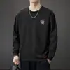Nueva colección de otoño 2026: Camiseta de manga larga para hombre, estilo casual americano, corte holgado, cuello redondo, camiseta interior básica