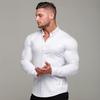 Camisa de manga larga deportiva para hombre musculosa 2024 Comercio Exterior Amazon Nuevo cárdigan ajustado de color liso para hombre Camisa fina