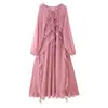 Para Comercio Exterior Europeo y Americano Transfronterizo Ropa de Mujer Aliexpress Más Vendido Moda de Verano Vestido de Gasa con Volantes en Capas y Corbata
