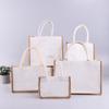 Sacola de Juta com Logotipo Estampado, Sacola Tote de Juta Algodão Linho, Sacola de Compras Ecológica, Sacola de Juta, Pronta Entrega, Armazenamento de Grande Capacidade