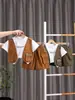 Ropa Nueva de Verano para Niños, Chaleco Patchwork para Niños Pequeños y Medianos, Pantalones Cortos de Manga Corta, Conjunto de Dos Piezas, Traje de Verano para Niño Gentleman