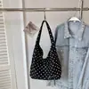 Bolsa de Lona com Bolinhas para Mulheres 2026 Nova Bolsa de Ombro Tote de Grande Capacidade Estilo Japonês Estilo Ins Bolsa Tote para Estudante