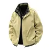 Chaqueta casual de dos piezas para hombre para primavera y otoño, con diseño de cuadros patchwork, colores contrastantes y un estilo de ropa de trabajo moderno