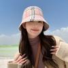 Moda outono e inverno Xadrez chapéu de pelúcia feminino estilo coreano rosto-olhando pequeno chapéu de pescador all-match à prova de sol quente à prova de vento chapéu de bacia