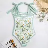 Traje de baño de alta gama y hermoso para mujer, conservador y de alta gama, estilo Ins, estampado a doble cara, aspecto adelgazante, traje de baño floral, venta al por mayor