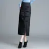 Falda bodycon retro estampada de moda para mujer, nueva colección de otoño 2026 para mujer, falda de longitud media que adelgaza, con botones de un solo paso