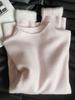Suéter de Peça Única com Gola Alta Meia-Boca para Mulheres, Adequado para Primavera, Outono e Inverno, com Forro de Lã Integrado, Espessado para Aquecimento, Top Base de Malha