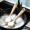Cepillo para Ollas de Madera con Mango de Madera, Cepillo de Limpieza Multifuncional Descontaminante de Cocina con Mango Largo, Cepillo para Ollas, Cepillo para Platos y Tazones