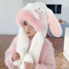 Las orejas se pueden mover, lindas orejas de conejo, gorro para niños, bufanda de invierno para niñas, protección para los oídos de felpa, cálido gorro Lei Feng