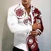 Camisa de hombre de otoño nueva con estampado digital 3D transfronteriza europea y americana, camisa de manga larga con solapa, estampado genial