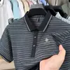 Camisa Polo de Hombre de Manga Corta Suelta a Rayas de Lujo Ligero Verano 2026 Nueva Moda Casual Delgada Ropa para Hombres Jóvenes y de Edad Media