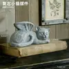 Enfeites de Animais Angélicos em Formato de Gato Retrô para Jardim Externo e Paisagismo Pastoral - Artesanato e Decorações