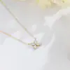Collar de Flor Súper Brillante de Circonita Estilo Francés, Collar de Acero de Titanio de Lujo Ligero, No se Desvanece, Apilable, Versátil, Stock Listo de Fábrica