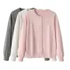 Cardigan Tricot Feminino Manga Longa Gola Redonda Bolinhas Coloridas Algodão Primavera e Outono Roupa Exterior Tricot Casaco Suéter Atacado Dropshipping
