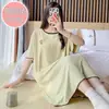 Camisola de Verão Feminina de Modal com Manga Curta e Bojo, Solta para Meninas Cheinhas, Plus Size, Roupas para Casa para Usar na Rua