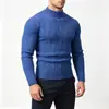 Suéter de punto para hombre de cuello alto medio, nuevo para otoño e invierno, top de punto, tejido de trenzas moderno, capa base cálida casual