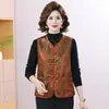 Nuevo Chaleco de Estilo Nacional Chino Otoño/Invierno para Mujer, Ropa Cálida Retro Estampada Elegante para Madres de Mediana Edad y Mayores