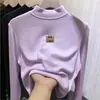 Blusa Básica Casual Manga Longa de Veludo Zhongda Tongde 2026 Novo Estilo Outono/Inverno Blusa de Outono para Meninas com Gola Meia-Alta