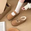 Apertura poco profunda retro versátil luna cálida calcomanía mágica invierno zapatos de algodón zapatos de algodón con terciopelo cómodo Mary Jane zapatos de mujer cubierta de tacón