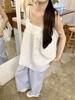 Camisola Blanca con Lazo de Lunares para Mujer Verano 2025 Nuevo Estilo Top sin Mangas Único y Exquisito Ins