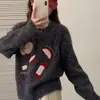 Outono e Inverno Novo Casual Redutor de Idade Solto Macio Pegajoso Malha Top Estilo Coreano Fofo Maçã Manga Longa Suéter Mulheres