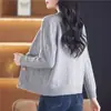 Otoño Invierno 2026 Prendas Exteriores Cortas Color Sólido Cárdigan para Mujer Cuello en V Tejido Capa Exterior Suéter Holgado Abrigo Manga Larga Versátil