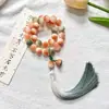 Nuevo brazalete de bodhi de mano estilo nacional chino con cuentas redondas rosas artísticas y frescas, borlas de loto y accesorios decorativos