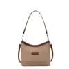 Bolso de Hombro de Punto de Verano con Hombro de Contraste para Mujer 2025 Nuevo Versátil Moda Rayas Bolso Cruzado de Playa para el Brazo