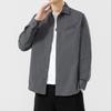 Camisa de Trabalho de Algodão Puro Americana Masculina Nova Casual Manga Longa Solta Jaqueta Camisa Sem Ferro Cor Sólida Estilo Outono