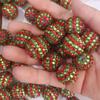 16MM-22MM Cuentas de Bola de Taladro de Resina Fondo Plateado Rayas Verdes Rojas Cuentas de Bola de Taladro diy Cuenta Gruesa