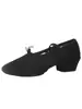 Zapatos de Baile para Mujer, Zapatos Suaves para Profesor Adulto con Correas de Lona, Zapatos de Práctica de Baile, Tacones Negros, Zapatos de Ballet y Danza Clásica