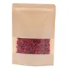 Sacos de Embalagem Autoadesivos de Papel Kraft com Janela Fosca para Nozes, Chá, Produtos Secos, Salgadinhos, Sacos Stand-Up com Zíper de Grau Alimentício