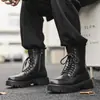 Botas Martin transfronterizas de talla grande, con suela gruesa, para hombre, con forro de felpa, estilos de media caña y caña alta, botas casuales de cuero, botas cálidas de algodón