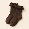 Calcetines de Encaje de Doble Puntada de Color Sólido 2026 Estilo Coreano Nuevos Calcetines para Niñas Algodón Peinado Calcetines de Princesa Calcetines de Caña Media para Niños Venta al por Mayor