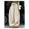 Novedades de Primavera y Otoño 100% Algodón Suaves y Pegajosos Pantalones Casuales Cintura Alta Buena Caída Adelgazantes Pantalones Banana de Moda Versátiles Sueltos Pantalones de Pierna Ancha