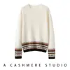 Suéter Jacquard de Cachemira Estilo Fair Isle Retro para Mujer Cuello Redondo Bloque de Color Manga Larga Jersey Versátil Parte Superior Base de Punto