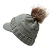 2023 AliExpress nuevo gorro de punto con borde de cuadros grandes para curling con pompón Amazon Moda gorro cálido de lana