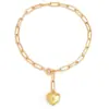Collar con Colgante de Corazón Estilo Dulce y Fresco Transfronterizo Europeo y Americano, Cadena Corta para Clavícula con Hebilla Metálica de Moda y Sencilla