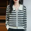 Suéter de Punto Rayado Estilo Francés para Mujer, Nuevo Jersey de 26 Estilos tipo Cárdigan Falso, Suéter Base Cálido para Otoño e Invierno