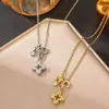Moda Coreana e Japonesa Versátil Colar de Flor de Trevo de Quatro Folhas Vazado com Múltiplos Círculos Joia de Corrente para Clavícula Floral Simples de Luxo Leve