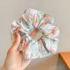 Scrunchie lenço quadrado estilo pastoral francês para meninas e crianças, elástico de cabelo doce com laço para coques, acessório de cabelo