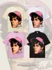2026 Cross-Border Justin Bieber 300g Algodão Puro Respirável Malha Pesada Estampa Direta Manga Curta Camada Base Masculina